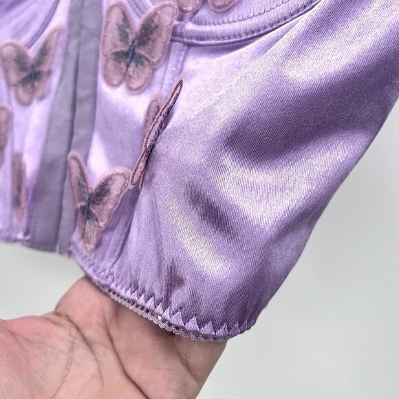 Butterfly Y2K Fairy Lavender Purple Satin Corset Bustier EDC Size Large - Picture 5 of 10